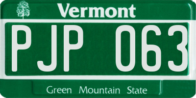 VT license plate PJP063