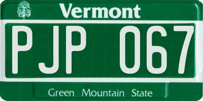 VT license plate PJP067