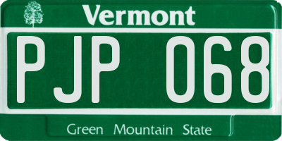 VT license plate PJP068