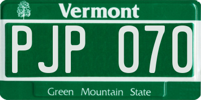 VT license plate PJP070