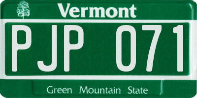 VT license plate PJP071