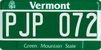 VT license plate PJP072