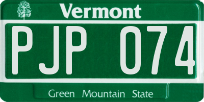 VT license plate PJP074