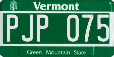 VT license plate PJP075