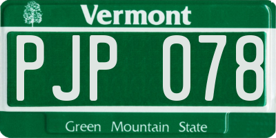 VT license plate PJP078