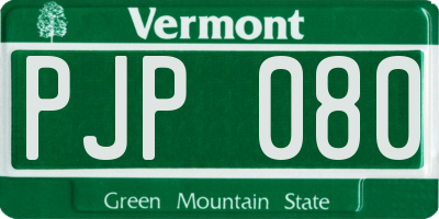 VT license plate PJP080