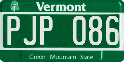 VT license plate PJP086