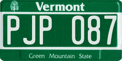 VT license plate PJP087