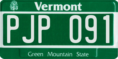 VT license plate PJP091