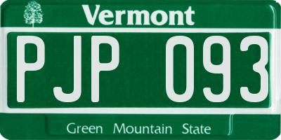 VT license plate PJP093