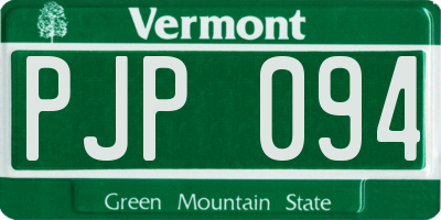 VT license plate PJP094