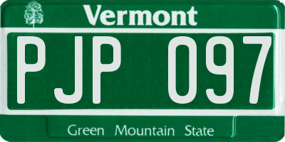 VT license plate PJP097