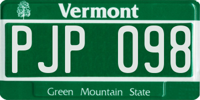 VT license plate PJP098