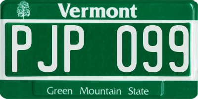 VT license plate PJP099