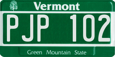 VT license plate PJP102