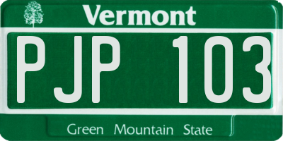 VT license plate PJP103