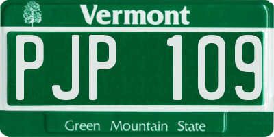 VT license plate PJP109