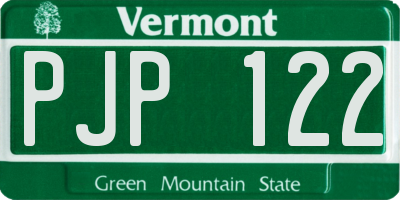VT license plate PJP122