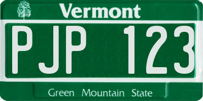 VT license plate PJP123