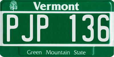 VT license plate PJP136