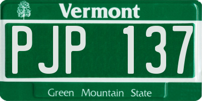 VT license plate PJP137