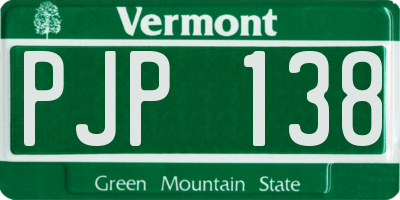 VT license plate PJP138