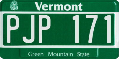 VT license plate PJP171