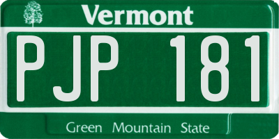 VT license plate PJP181