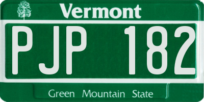 VT license plate PJP182