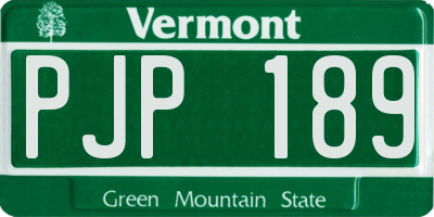 VT license plate PJP189