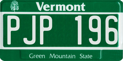 VT license plate PJP196