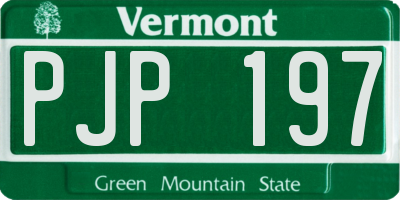 VT license plate PJP197