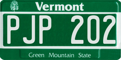 VT license plate PJP202