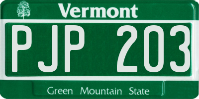 VT license plate PJP203