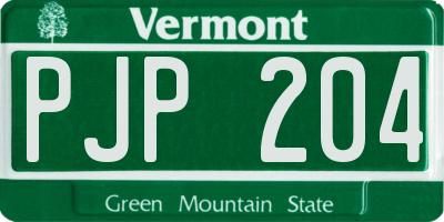 VT license plate PJP204