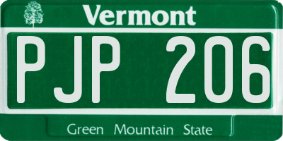 VT license plate PJP206