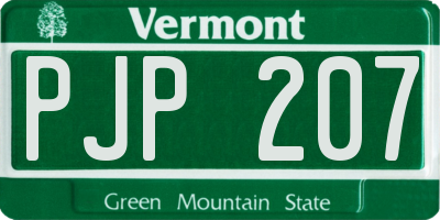 VT license plate PJP207