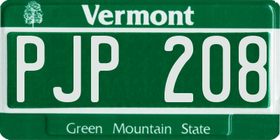 VT license plate PJP208