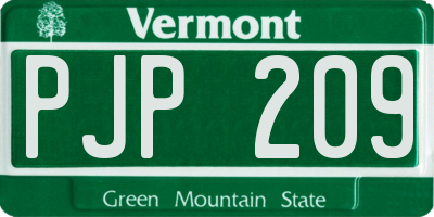 VT license plate PJP209