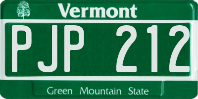 VT license plate PJP212