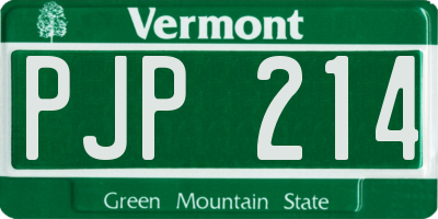 VT license plate PJP214