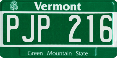 VT license plate PJP216