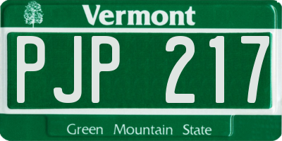 VT license plate PJP217