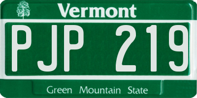 VT license plate PJP219