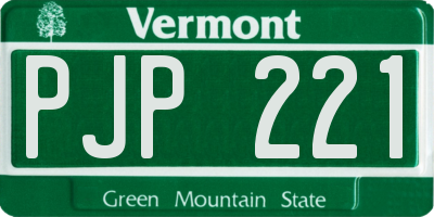 VT license plate PJP221