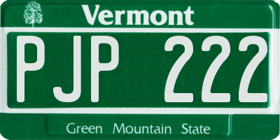 VT license plate PJP222