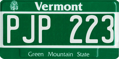 VT license plate PJP223