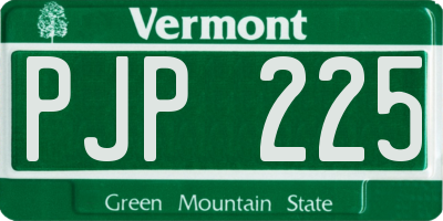 VT license plate PJP225