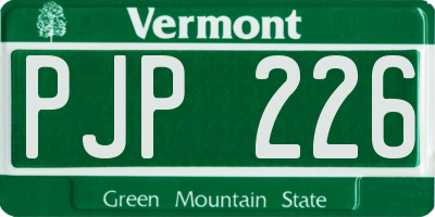 VT license plate PJP226