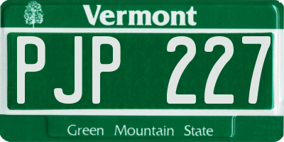 VT license plate PJP227